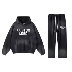 Conjunto de traje de jogging de algodón 100% personalizado para hombre, ropa de calle de dos piezas de nuevo diseño para invierno de talla grande transpirable - Product Image 2