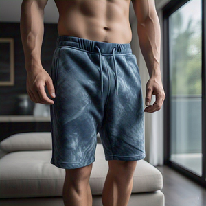 Acid Wash Printed Sweat Shorts <b>Men</b> High Drawstring <b>Waist</b> Washed Sublimation Sweat Shorts <b>Men</b> Jogging Wear Vintage Sweat Shorts - Product Image 2