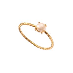 Gold-Plated 925 Sterling Silver Freshwater Pearl Prong <b>Set</b> Ring - Product Image 1