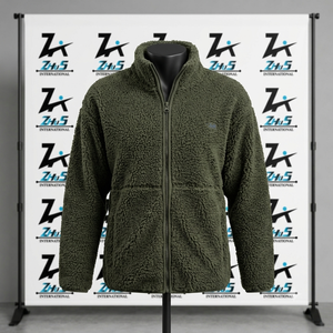 Custom Designed Sherpa Fleece ZIP <b>Jacket</b> Stand Collar <b>Shearling</b> Winter Warm Coat Warm Winter Outerwear <b>Men's</b> Sherpa <b>Jackets</b> - Product Image 1