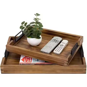 Plateau de service en bois durable et écologique avec finition naturelle Idéal pour servir des collations par l'artisanat en croissant - Product Image 1