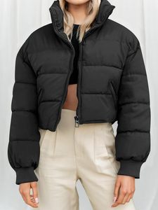Chaqueta de mujer con cuello vuelto, ropa de abrigo de invierno, chaqueta de satén 2025, ropa de calle Bomber de alta calidad para mujer, chaqueta de mujer de Color negro - Product Image 3