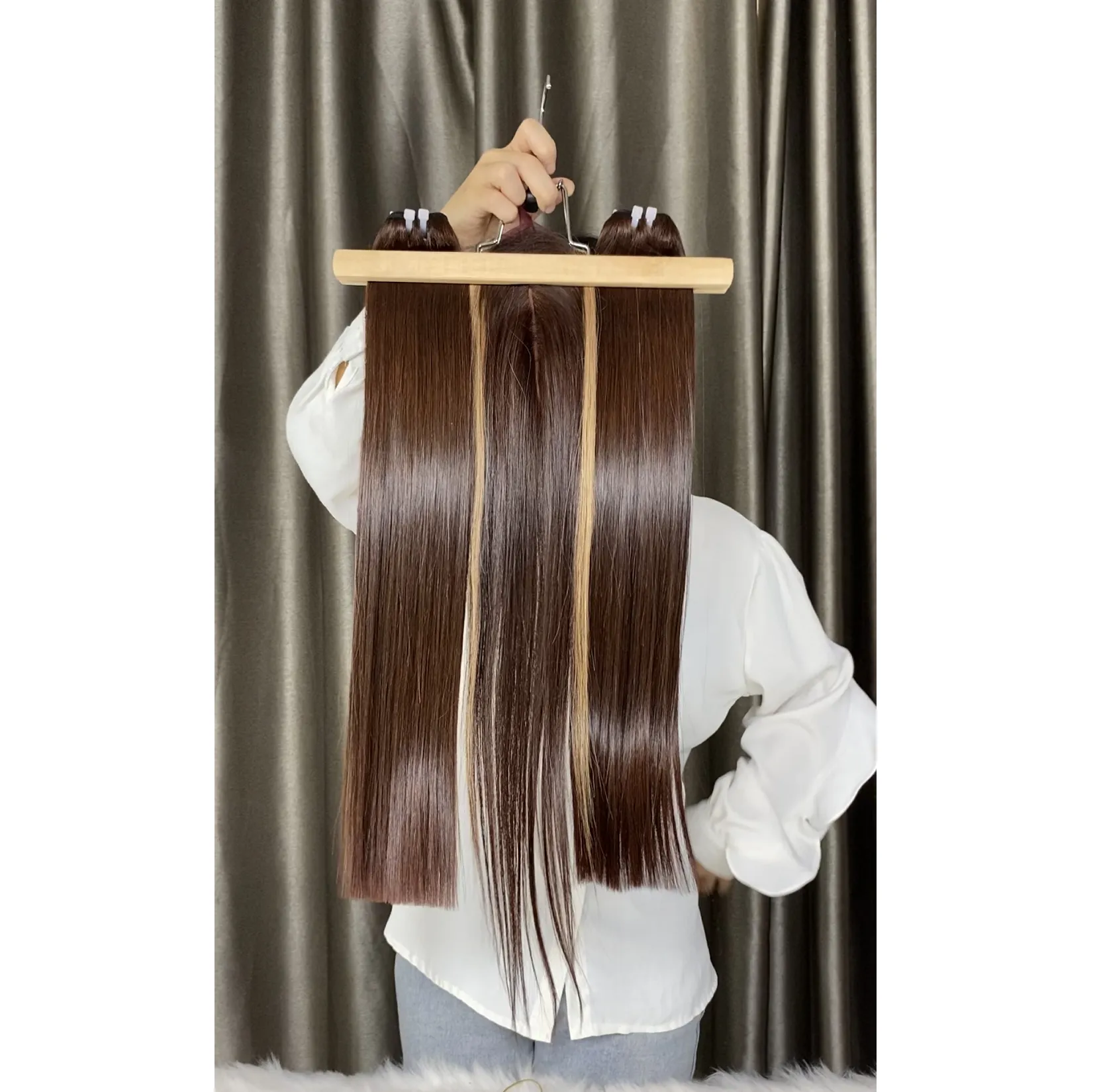 Produto de cabelo alinhado cutícula crua de melhor qualidade preço de atacado Genius Weft extensões de cabelo do Vietnã