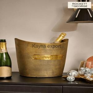 Fancy Classic Decorative Embossed Style Gold Eco-Friendly for Bucket Handicraft Aluminum Metal <b>Wine</b> Chiller - Product Image 2