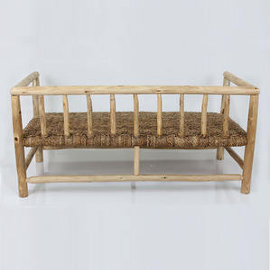 Banco de Madera de Teca Mate Natural con Asiento de Ratán Tejido, Moderno, Rústico, Ecológico y Duradero, Banco de Entrada para Exteriores de 2 Plazas para Villa o Resort - Product Image 4