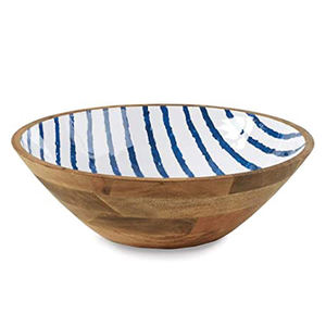 WHOLESALE DECORATIVE SOLID <b>ENAMEL</b> PRINT MANGO WOODEN <b>BOWL</b> FRUITS or CHOCOLATE SERVING <b>BOWL</b> for HOME & HOTELS - Product Image 4