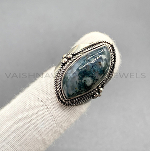 New Fashion Creative <b>Moss</b> <b>Agate</b> Gemstone <b>Ring</b> 10x20mm Fancy Shape 925 Sterling Silver Handmade Oxidised Bohemian Women's Jewelry - Product Image 4