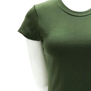 เสื้อยืดสำหรับผู้หญิงเสื้อยืดคอกลมแขนสามส่วนสำหรับใส่ลำลองเสื้อพิมพ์โลโก้แบบกำหนดเองทำจากผ้าฝ้าย100% ระบายอากาศได้สำหรับฤดูร้อน - Product Image 6