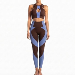 Ladies Yoga Clothing Set Comfortable Stretch <b>Top</b> <b>And</b> <b>Leggings</b> Two Piece Sports Outfit For Gym Running <b>And</b> Daily Exercise - Product Image 1