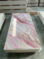 Panneau mural en PVC brillant rose doré MORLENX en onyx blanc rose UV pour salon, hôtel et décoration intérieure