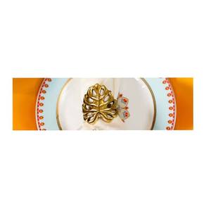 Rond de serviette en métal doré à rayures gaufrées, rond et ondulé Décor de table de mariage Anneau de serviette en or de luxe - Product Image 4