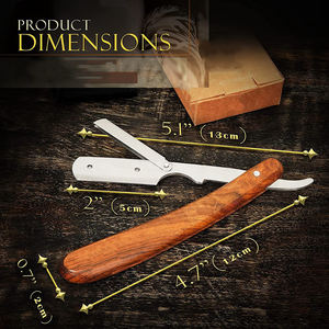 Cuchillas de afeitar de acero inoxidable para hombre, para salones de barbería y uso doméstico, con mango de madera - Product Image 3