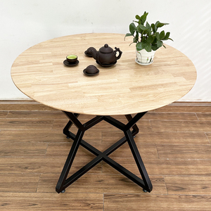 BA68138 Round Dining <b>Table</b> 100/120cm Rubber <b>Wood</b> with Iron Legs Resin <b>Top</b> Marble Living Room Furniture Set - Product Image 4