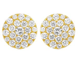 Boucles d'oreilles en diamant Moissanite rondes en argent sterling de forme ronde de grappe de fleurs Hip Hop pour femmes - Product Image 1