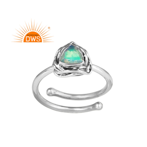 Best Quality Oxidized Sterling Silver Natural Ethiopian Opal Gemstone <b>Adjustable</b> <b>Ring</b> Custom Jewelry Manufacturer - Product Image 1