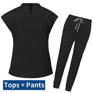 Uniformes médicos unisex con cuello en V, pantalones para correr, conjunto quirúrgico elástico, ropa de trabajo, dentista, veterinario, traje de enfermería, traje de médico - Product Image 3