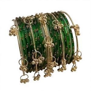 Highest Selling Viral Trendy Multicolor Golden Kashmiri Jhumki <b>Bangles</b> <b>Set</b> Bridal Wedding Party Wear Premium Wholesale Price - Product Image 1