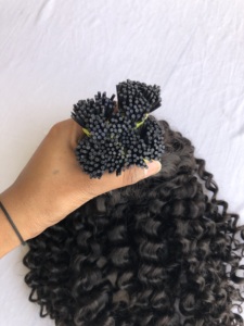 Top Premium Qualité 100% Vierge Cuticule Aligné 24 Pouces Crépus Bouclés I-Tip Extensions de Cheveux Humains Remy 12A En Gros Indien - Product Image 6