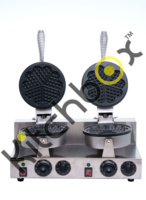 Kitchbox Machine à gaufres industrielles et commerciales (lot de 2) en acier inoxydable 304 avec revêtement antiadhésif et 3 plaques interchangeables
