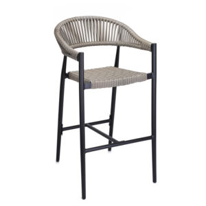 Silla de Bar de Metal Ligera, Resistente a la Intemperie, Comercial, para Exteriores, de Mimbre Sintético Gris, Taburete de Bar de Aluminio - Product Image 1