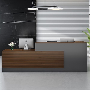 Mostrador de Recepción Moderno Curvo de Mármol Gris, Superficie Sólida, Mostrador Frontal Minimalista para Salón de Belleza, Oficina y Clínica Dental - Product Image 3