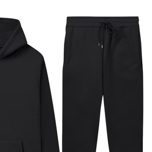 Conjunto Deportivo Informal de Invierno para Hombre y Mujer, Sudadera con Capucha Negra y Pantalones Jogger, Venta al Por Mayor de Fábrica, Logotipo Personalizado OEM - Product Image 3