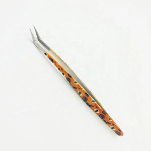 Pince à épiler professionnelle pour extensions de cils, 65 degrés, revêtement papier, poignée diamant, étiquette privée, acier inoxydable - Product Image 2