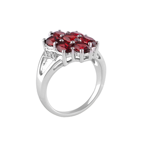 Handmade Women's Natural Garnet White Topaz <b>Ring</b> <b>925</b> Sterling <b>Silver</b> Platinum Oval Cut Diamond Everyday Wear Jewelry Shah Gems - Product Image 3
