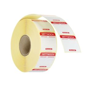 HENDI 1000 Étiquettes de Sécurité Alimentaire Quotidiennes Multi-usages Mardi Facile à Retirer 25x25mm Autocollants Réfléchissants & Lumineux - Product Image 1