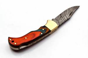 Couteau pliant damas à manche en bois de qualité supérieure | Traqueurs de chasse professionnels couteaux de poche de voyage en plein air Logo personnalisé - Product Image 2