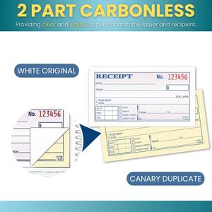 Recibos Personalizados para Dinero y Alquiler, 2-3/4 X 7-3/16 Pulgadas, Formato <span class=keywords><strong>de</strong></span> 3 Partes sin Carbón, Blanco/Canario/Rosa, 50 Juegos por Libro, 3 Paquetes <span class=keywords><strong>de</strong></span> Libros NCR - Product Image 3