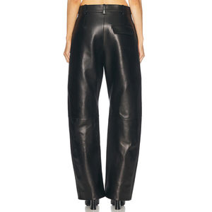 Pantalons en cuir personnalisés de haute qualité Pantalons en cuir de style avant plat sexy de couleur unie avec logo personnalisé pour femmes - Product Image 2