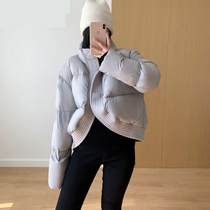 Chaqueta acolchada corta de talla grande para mujer de invierno con logotipo de alta calidad hecho a medida con cremallera, chaqueta transpirable de talla grande - Product Image 6