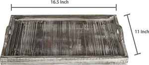 Plateau de service en bois de pin de haute qualité, plateau de service alimentaire rectangulaire, design moderne, plateau de service décoratif pour aliments et thé avec poignée - Product Image 6