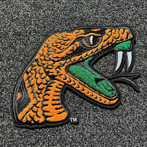 Florida A & M University FAMU Rattler Mascotte Tissu sergé brodé h Forme de fleur 3D avec perles Tissu tissé en PVC Style thermocollant - Product Image 2