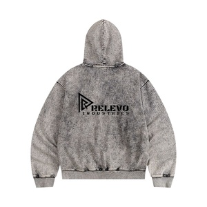 Sweat à capuche délavé effet soleil, coupe oversize, en coton, style streetwear, personnalisable - Product Image 1