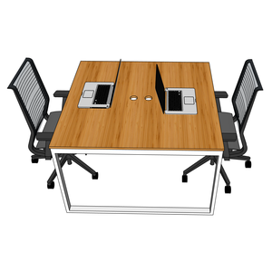 RecBamboo BFRB011-2-Piece Cluster <b>Desk</b> 120x120cm Melamine Wood Style Contemporary Assembled Steel Legs for Office Furniture - Product Image 2