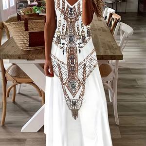 Été Denim Solid Front Logo Respirant Beach Vacation Casual Robe à bretelles Fashion Sleeveless Loose Knee-Length - Product Image 5