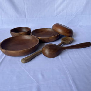 Vietnam Artisan Made Wooden Bowl and Spoon Combo <b>Suited</b> for Homeware Retail Chains - Product Image 1