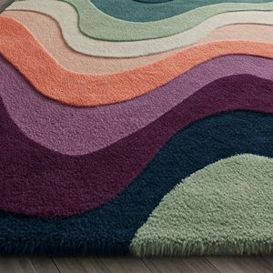 พรมขนสัตว์รูปทรงสี่เหลี่ยมผืนผ้า งานฝีมือศิลปะสมัยใหม่ สีสันสดใส ลวดลายนามธรรม สำหรับตกแต่งพื้นห้องนั่งเล่น ตกแต่งบ้าน และปิกนิก - Product Image 4