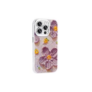 Étui de protection rigide en silicone ATA Garden de luxe avec motif floral et strass pour iPhone 14 Pro Max, finition électroplaquée, style INS - Product Image 4