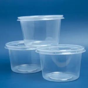 Eco-friendly food containers on Amazon Transparent PP Plastic 550ml round shape with Lid classic design Disposable factory