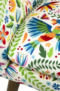 Poltrona di Design Italiano in Poliestere, Compensato e Velluto Multicolore con Motivi Floreali Naturali e Tropicali Messicani di Excelsa - Product Image 5