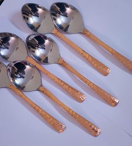 2025 énorme demande vente moderne en acier inoxydable cuivre réutilisable cuillère miroir couverts pour servir de la nourriture manger pour les cadeaux en vrac - Product Image 5