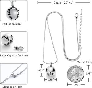 Stainless Steel Cremation Jewelry <b>for</b> <b>Ashes</b> Baseball Memorial Urn <b>for</b> <b>Ashes</b> <b>for</b> Human Pendant Necklace <b>for</b> Human Custom Size - Product Image 5