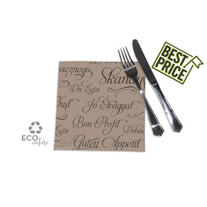 Servilletas Ecológicas Eco Nature 40x40cm con Estampado Point-to-Point Buen Provecho, 600 Unidades, B2B - Product Image 1