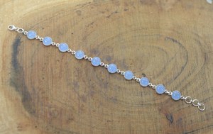 Blue Chalcedony 925 Sterling Silver Adjustable Glowing Tennis <b>Bracelet</b> 10 Stone Handmade Luxury GIA Certified <b>Women</b> Gift - Product Image 5