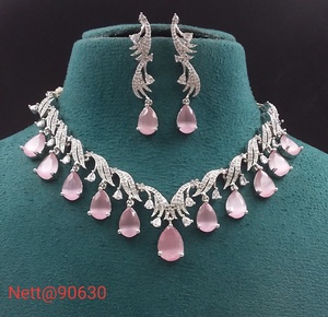 Elégant Teardrop AD Stone Necklace Earring Jewelry Set pour les femmes Parfait pour les fêtes de mariage et les fêtes de mariage - Product Image 6