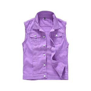 Gilet en jean d'hiver pour homme avec logo personnalisé, couleur unie, respirant, en coton écologique, anti-plis, décontracté, grande taille, direct usine - Product Image 1