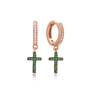 ต่างหูห้อยรูปกากบาทประดับเพชรซิร์คอน งานแฮนด์เมดจากตุรกี ชุบทอง เหมาะสำหรับงานแต่งงาน เครื่องประดับเงินแท้ 925 - Product Image 1